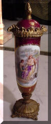 French or Austrian Hand Painted Porcelain Figural Urn